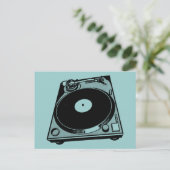 Retro-Turntable Schwarz grafisch Postkarte (Stehend Vorderseite)