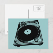 Retro-Turntable Schwarz grafisch Postkarte (Vorne/Hinten)