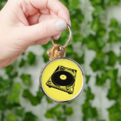 Retro-Turntable Schwarz grafisch Schlüsselanhänger (Hand)