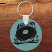 Retro-Turntable Schwarz grafisch Schlüsselanhänger (Vorderseite)