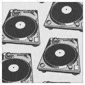 Retro-Turntable Schwarz grafisch Stoff (Nahaufnahme)