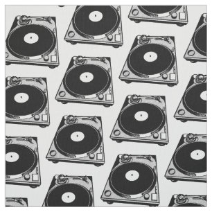 Retro-Turntable Schwarz grafisch Stoff