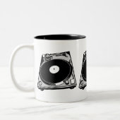 Retro-Turntable Schwarz grafisch Zweifarbige Tasse (Links)