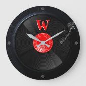 Retro-Turntable-Uhr Monogrammatisches Vintages Des Große Wanduhr (Vorderseite)