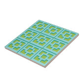 Retro Turquoise and Green Trellis Keramik Tile Fliese (Seite)
