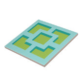 Retro Turquoise and Green Trellis Keramik Tile Fliese (Seite)
