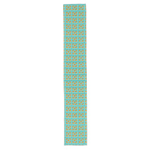 Retro Turquoise and Orange Trellis Table Runner Großer Tischläufer