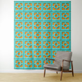 Retro Turquoise and Orange Trellis Tapestry Wandteppich (Beispiel)