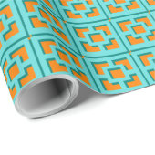 Retro Turquoise and Orange Trellis Wrapping Paper Geschenkpapier (Rolleneckpunkt)
