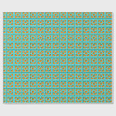 Retro Turquoise and Orange Trellis Wrapping Paper Geschenkpapier (Flach)