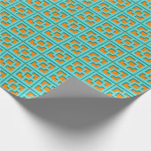Retro Turquoise and Orange Trellis Wrapping Paper Geschenkpapier (Ecke)