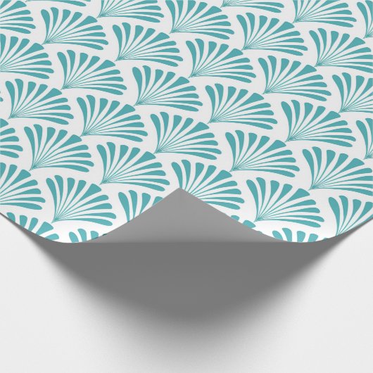 Retro-Turquoise-Art-Deko-Fans Muster Geschenkpapier (Ecke)