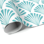 Retro-Turquoise-Art-Deko-Fans Muster Geschenkpapier (Rolleneckpunkt)