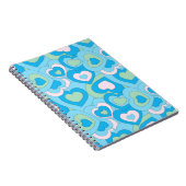 Retro Turquoise Blue Heart Spiral Notizblock (Rechte Seite)