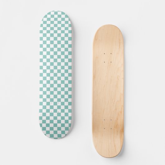 Retro Turquoise Checkered Pattern Checkerboard der Skateboard (Vorderseite)