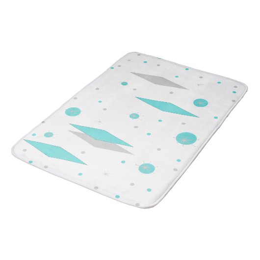 Retro Turquoise Diamant & Sternexplosion Bath Mat Badematte (Schrägansicht)