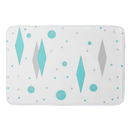 Retro Turquoise Diamant & Sternexplosion Bath Mat Badematte (Vorderseite)