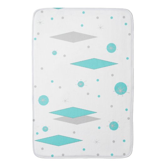 Retro Turquoise Diamant & Sternexplosion Bath Mat Badematte (Vorderseite Vertikal)