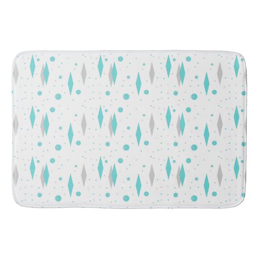 Retro Turquoise Diamant & Sternexplosion Bath Mat Badematte (Vorderseite)
