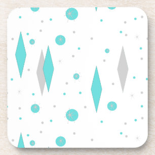 Retro Turquoise Diamond Sternexplosion Kunststoff  Getränkeuntersetzer