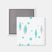Retro Turquoise Diamond & Sternexplosion Magnet (Vorderseite/Rückseite)