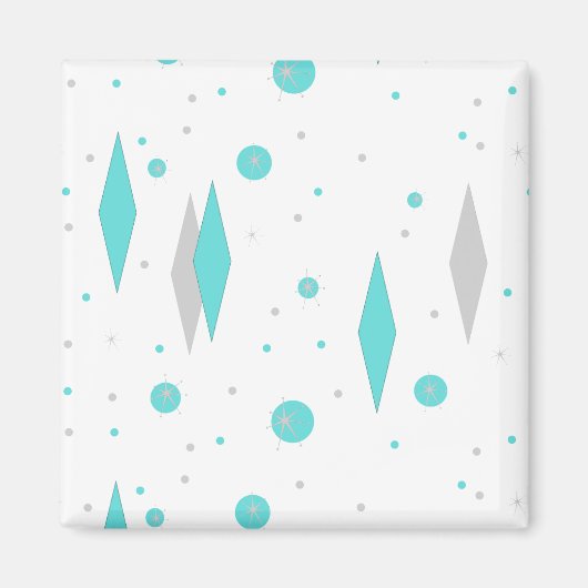 Retro Turquoise Diamond & Sternexplosion Magnet (Vorne)