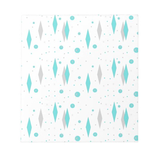 Retro Turquoise Diamond & Sternexplosion Notepad Notizblock (Vorderseite)