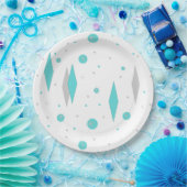 Retro Turquoise Diamond & Sternexplosion Paper Tel Pappteller (Party)