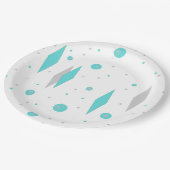 Retro Turquoise Diamond & Sternexplosion Paper Tel Pappteller (Schrägansicht)