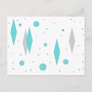 Retro Turquoise Diamond & Sternexplosion Postkarte