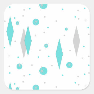 Retro Turquoise Diamond & Sternexplosion Stickers