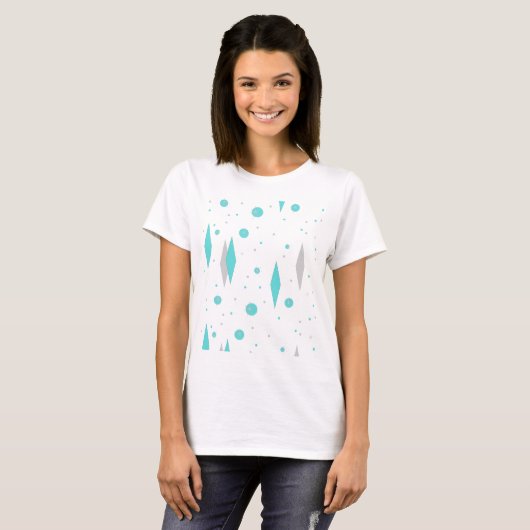 Retro Turquoise Diamond & Sternexplosion T - Shirt (Vorne ganz)