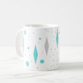 Retro Turquoise Diamond & Sternexplosion Tasse (Vorderseite Links)