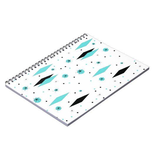 Retro Turquoise Diamonds Spiralnotebook Notizblock (Linke Seite)