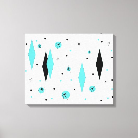 Retro Turquoise Diamonds & Sternexplosion Canvas P Leinwanddruck (Vorderseite)