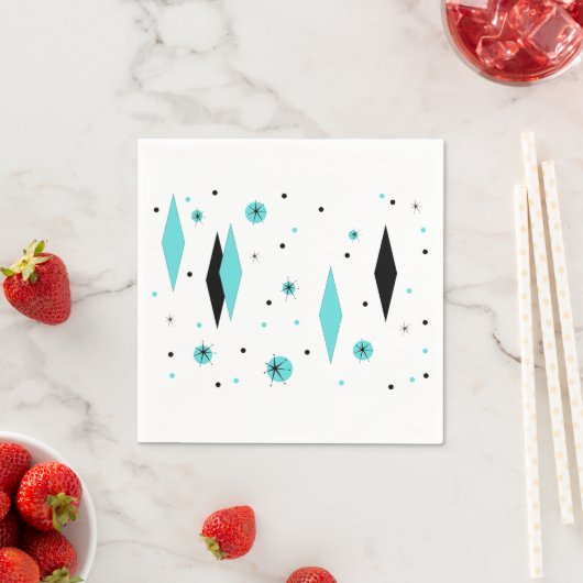 Retro Turquoise Diamonds & Sternexplosion Paper Na Serviette (Beispiel)