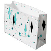 Retro Turquoise Diamonds & Sternexplosionen Gesche Große Geschenktüte (Rückseite Schrägansicht)