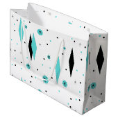 Retro Turquoise Diamonds & Sternexplosionen Gesche Große Geschenktüte (Vorderseite Schrägansicht)