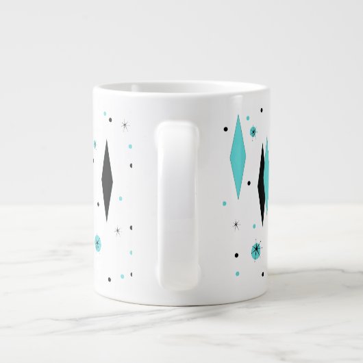 Retro Turquoise Diamonds & Sternexplosionen Jumbo Jumbo-Tasse (Rückseite)