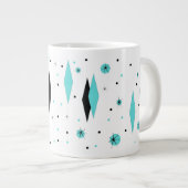 Retro Turquoise Diamonds & Sternexplosionen Jumbo Jumbo-Tasse (Vorderseite Rechts)