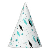 Retro Turquoise Diamonds & Sternexplosionen Party Partyhütchen (Links)