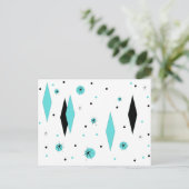 Retro Turquoise Diamonds & Sternexplosionen Postka Postkarte (Stehend Vorderseite)