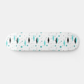 Retro Turquoise Diamonds & Sternexplosionen Skateb Skateboard (Horizontal)