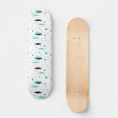Retro Turquoise Diamonds & Sternexplosionen Skateb Skateboard (Vorderseite)
