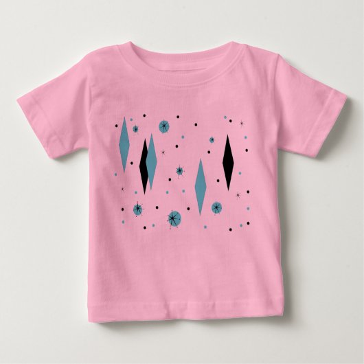 Retro Turquoise Diamonds Sternexplosionen Tutu Bod Baby T-shirt (Vorderseite)