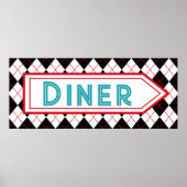 Retro Turquoise Diner Sign Wall Art Poster (Vorne)
