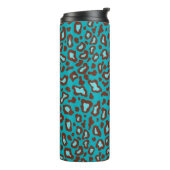 Retro Turquoise Leopard Thermal Coffee Tumbler Thermosbecher (Nach links gedreht)