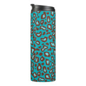 Retro Turquoise Leopard Thermal Coffee Tumbler Thermosbecher (Nach rechts gedreht)