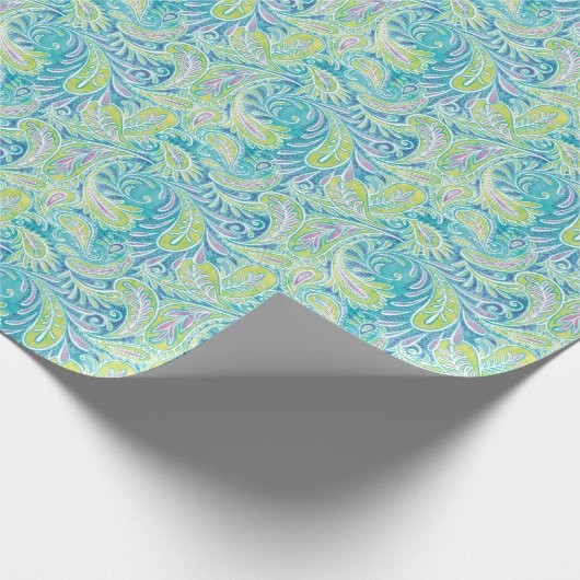 Retro Turquoise Paisley Pattern Geschenkpapier (Ecke)