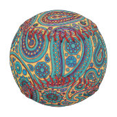 Retro Turquoise Rainbow Paisley motif Baseball (Rückseite)